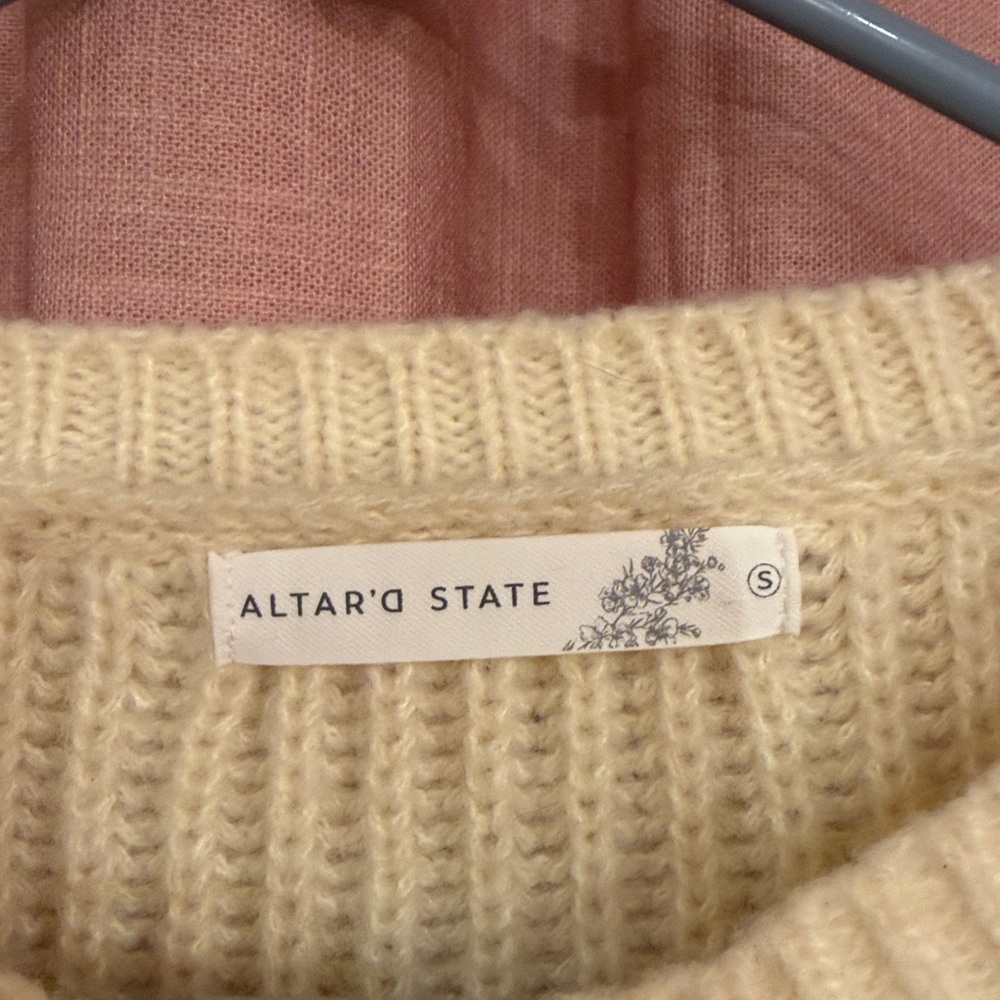 Altar’d State Cream Sweater with Fringe - Picture 9 of 10